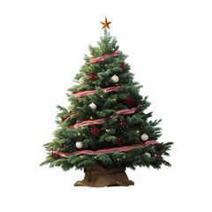 Festive christmas tree decoration with transparent background for holiday cheer indoor setting joyful atmosphere close-up view