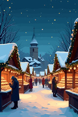 christmas music poster, christmas party poster, christmas poster background, santa poster, happy holidays poster, christmas poster greeting card, christmas, winter, holiday, landscape, illustration, x