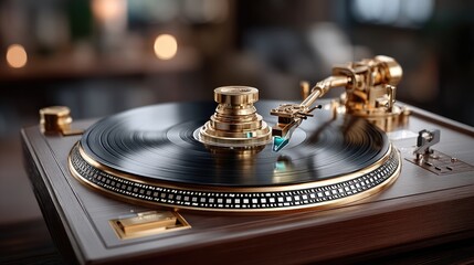 Vintage turntable close up