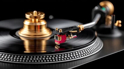 Vintage turntable closeup