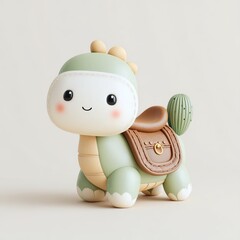Fototapeta premium Playful Desert Animal Toy in pastel colors with funny saddle detail, placed on white background, clean minimalist style with stylized cartoon look