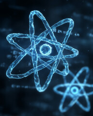 Abstract Representation of Atomic Structure with Glowing Effects