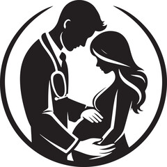 Doctor Supporting Pregnant Woman  Maternity Care Silhouette Vector new 2025 trendy unique

