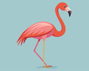 Adorable Pink Flamingo Illustration Against a Pastel Background.