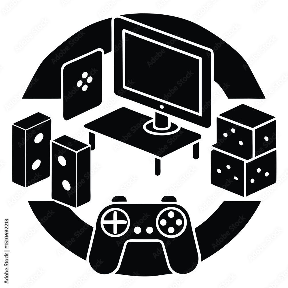 Aufkleber game developer element isolated game studio room on white background
