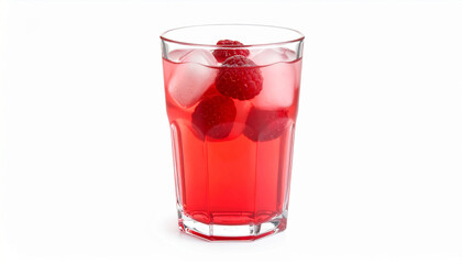 Aesthetic Raspberry Drink on White Background – Refreshing Red Beverage with Minimalist Style for Summer and Healthy Living Concepts

