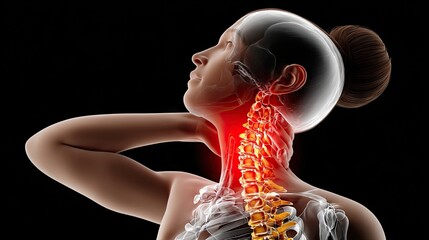 Woman neck pain illustration