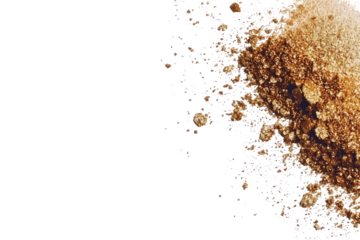 Abstract, textured, cosmic image with a dark edge. A variety of colors, including browns and golds, splatter against a deep black background