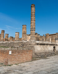 Pompeii, Italy - April 28, 2025: Beautiful view of the historic city of Pompeii in spring....