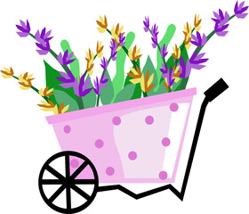  Kwiaty w taczce – rustykalna ilustracja ogrodowa © Laura