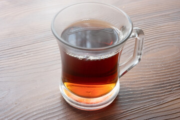 rooibos tea in glass cup close up