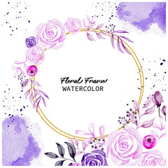 Elegant Floral Frame with Watercolor Flowers perfect for wedding invitations, greeting cards, social media graphics, branding, and other creative projects.