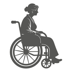 Elderly woman in wheelchair silhouette