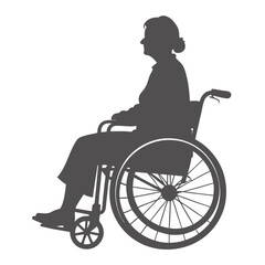Obraz premium Elderly woman in wheelchair silhouette
