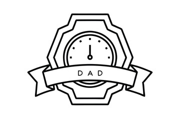 Fathers day badge design line art clock dad