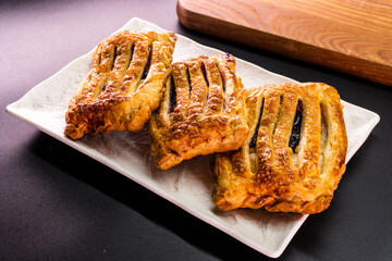Puff pastry with raspberry jam and cream cheese