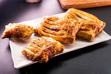 Puff pastry with raspberry jam and cream cheese