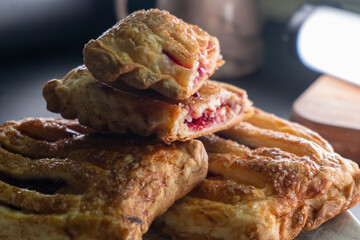 Puff pastry with raspberry jam and cream cheese