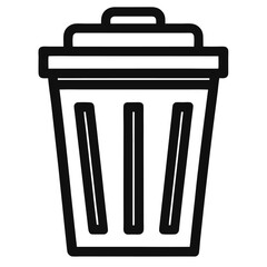 Simple line art trash can icon waste disposal recycling bin