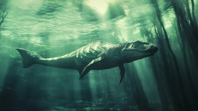big carnivore Dinosaur in water