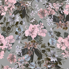 Beautiful seamless pattern with floral background.