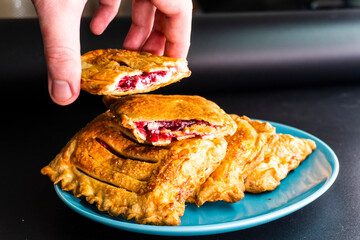 Puff pastry with raspberry jam and cream cheese