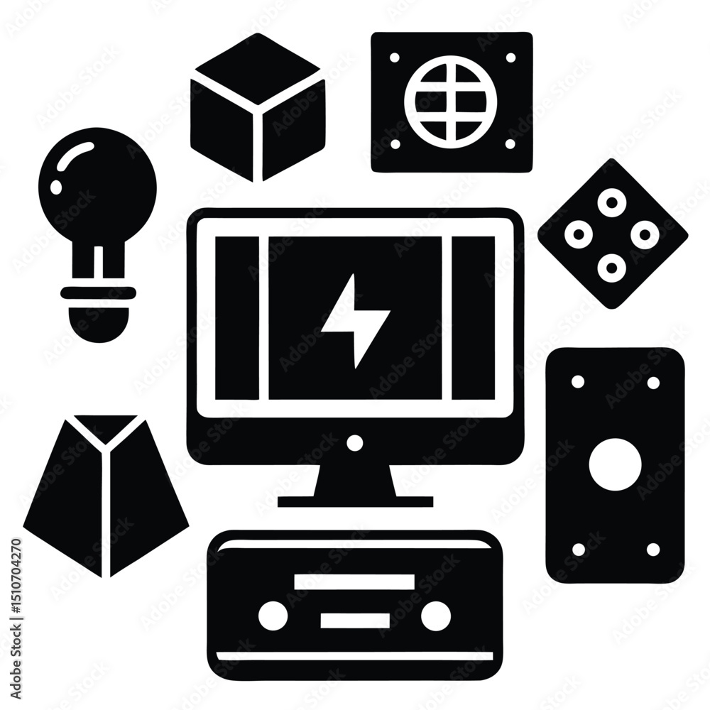 Poster game developer element isolated kickstarter dashbord on white background