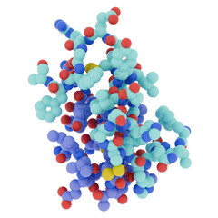 3d render protein molecule structure with transparent background