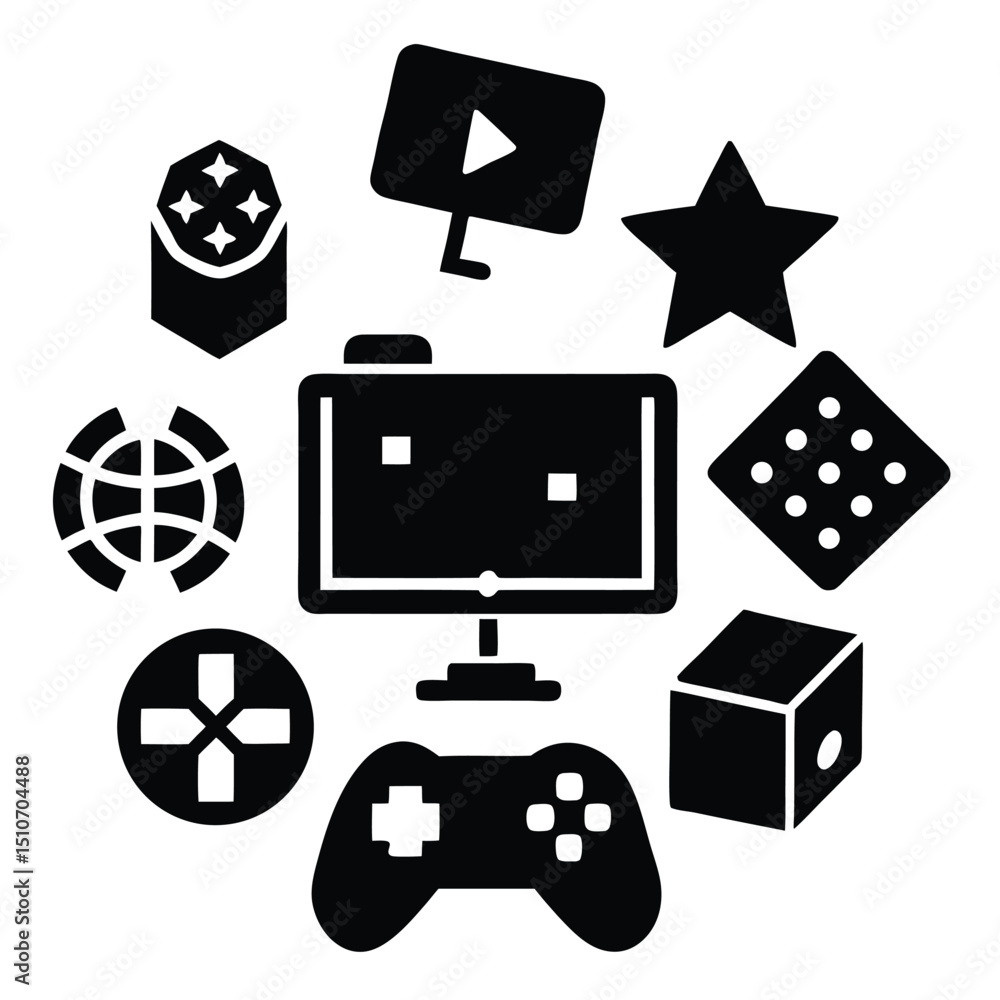 Poster game developer element isolated kickstarter dashbord on white background