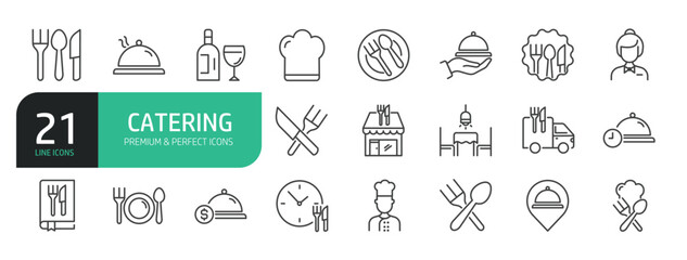 Set Of Catering Line Icons.