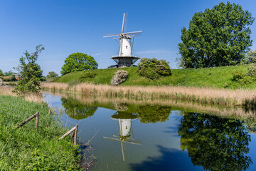 The historic windmill called The Cow (De Koe) in Veere, province of Zeeland, The Netherlands