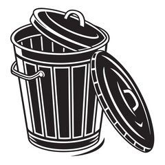 silhouette trash can on white background