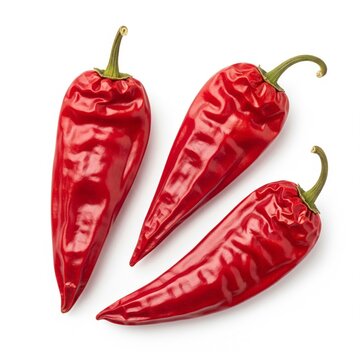 Three guajillo chiles isolated on white