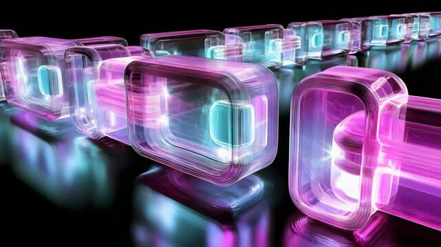 Illuminated letters in a row creating a captivating display of light and typography in darkness