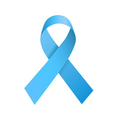 Vector realistic blue satin ribbon - prostate cancer awareness symbol, men's health prevention	