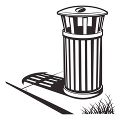 silhouette trash can on white background