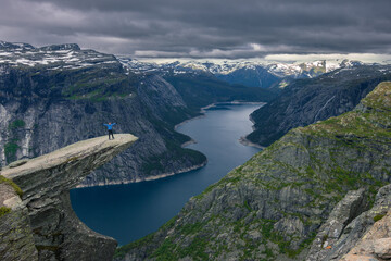View of the famous Trolltunga and the surrounding area near Odda (Norway)