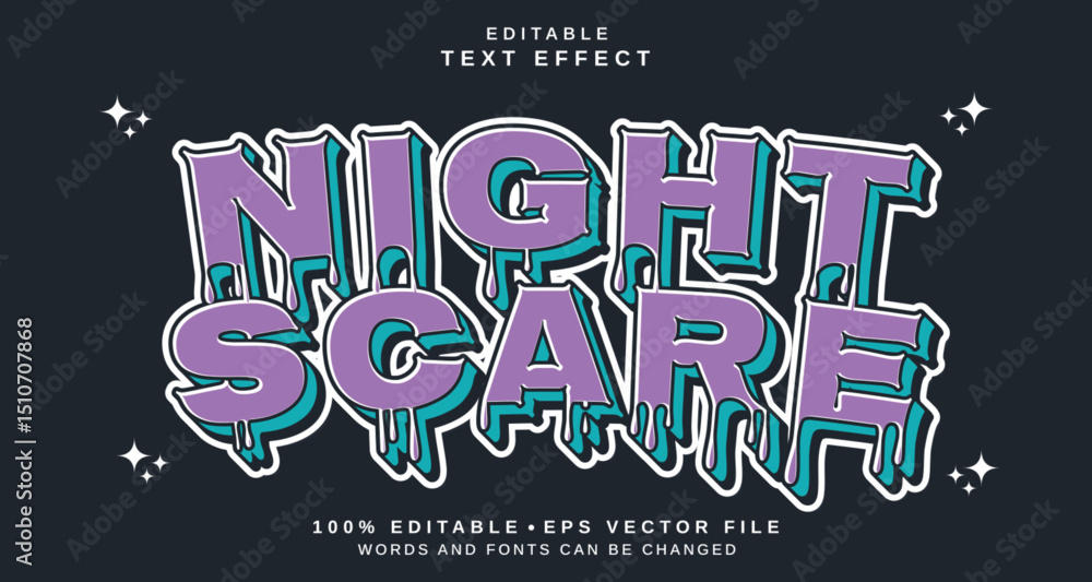 Poster editable text style effect - night scare text style theme.
