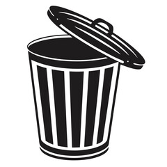 silhouette trash can on white background