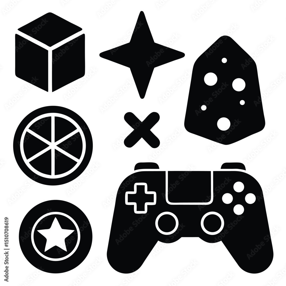 Poster game developer element isolated render farm on white background