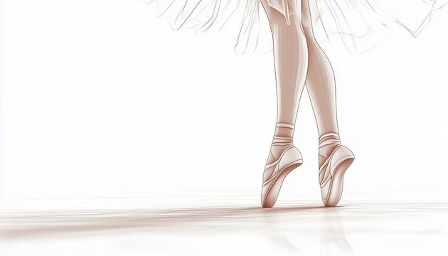 Hand-Drawn Sketch Ballet: Depiction Of Ballerina, Ballet Shoes, And Dress In A Beautiful And Artistic Manner. An Elegant Artwork.