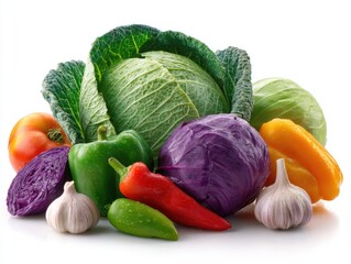 fresh vegetables on white background