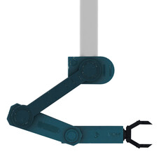 3d render robotic mechanical arm clamp with transparent background