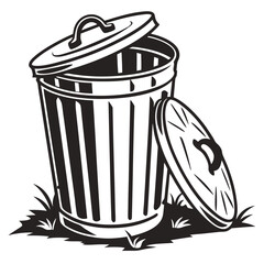 silhouette trash can on white background