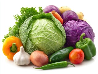fresh vegetables on white background