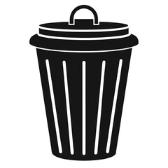 silhouette trash can on white background