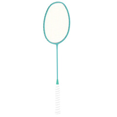3d render badminton racket with transparent background