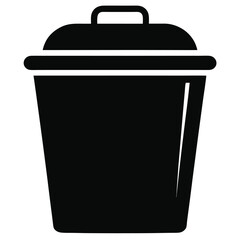 silhouette trash can on white background