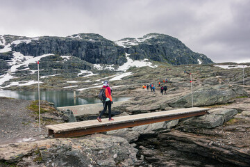 View of the famous Trolltunga and the surrounding area near Odda (Norway)