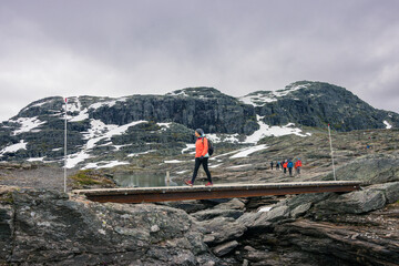 View of the famous Trolltunga and the surrounding area near Odda (Norway)